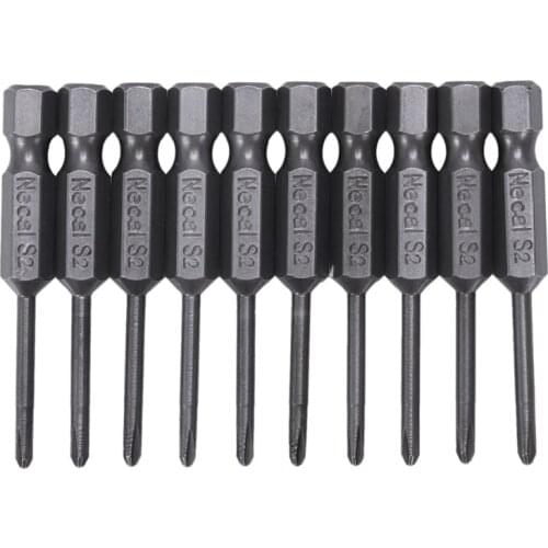 10 Pcs 1/4" Hex 50mm Length 2.5mm Phillips PH0 Magnetic Screwdriver Bits