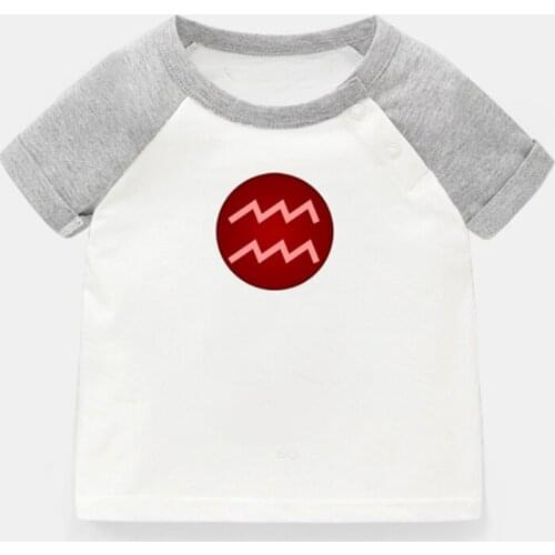 12 Constellation For Aquarius Design Cancer Capricorn Newborn Baby T-shirts Toddler Graphic Raglan Color Short Sleeve Tee Tops