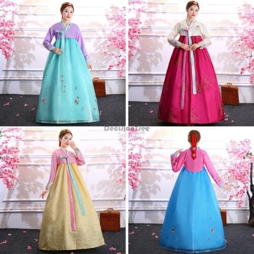 2021 korean traditional palace female minority dance performance dress for women hanbok costume wedding oriantal dance dress