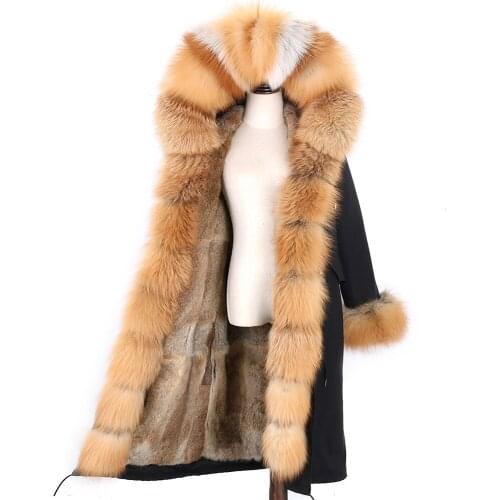 2021 New Waterproof Winter Jacket Real Fur Coat Women X-Long Parka 7XL Real Rabbit Fur Liner Natural Raccoon Fur Collar Hooded