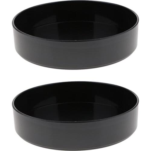 2xBlack Dia.33cm Plastic Round Ikebana Flower Vase Holder Suiban Pot Tray Art Arrangment Tool