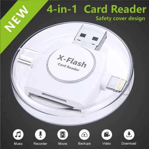 4 in 1 TF SD Card Reader for iPhone 12 11 10 X 8 7 iPad ios Lightning interface Type C OTG Readers Micro SD Memory Cards