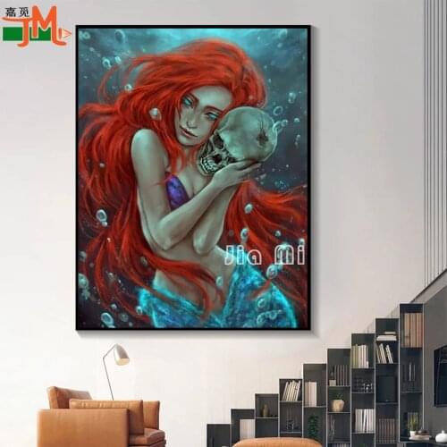 5D DIY Diamond Embroidery Mermaid Skull Rhinestone Pictures Diamond Painting Blue Tears Cartoon Sexy Girl Cross Stitch Kit Home