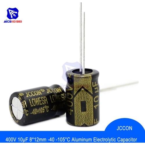 10PCS/Lot Aluminum Electrolytic Capacitor 400V 10μF 8x12mm High Frequency Low ESR -40 -105℃ 400V10μF 8*12mm Capacitor