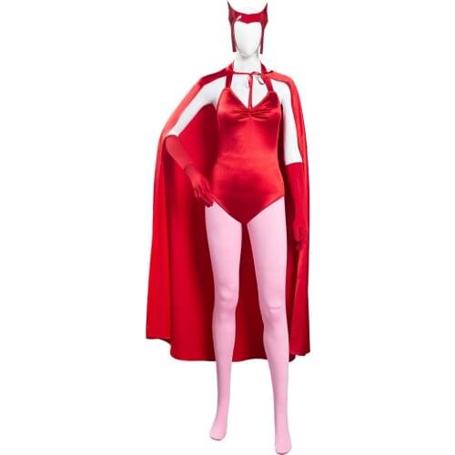 Anime WandaVision Scarlet Witch Wanda Maximoff Cosplay Costume Women Jumpsuit Outfits Halloween Carnival Suit Girl Dress