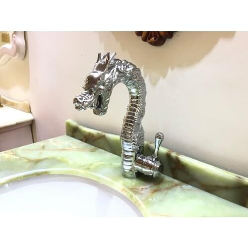 Free shipping Chrome finish Single hole bathroom basin Lavatory sink dragon faucet Deck mounted