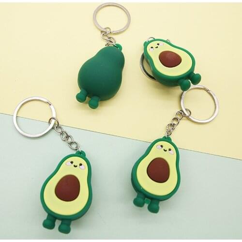 Fashion Simulation Fruit Avocado Smile Keychain 3D Resin Key Chains Jewelry Gift Cheap Wholesale