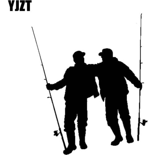 YJZT 13.5cm*15.5cm Good Friend Go Fish Interesting Vinyl High Quality Decor Car Sticker Decal Black Silver C11-0261