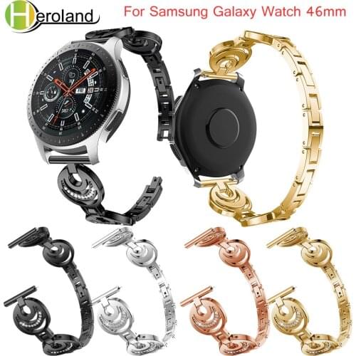 For Samsung Galaxy Watch 46mm band Bracelet Watchband for Huami 2S Stainless Steel Replacement smart wirst black with Rhinestone