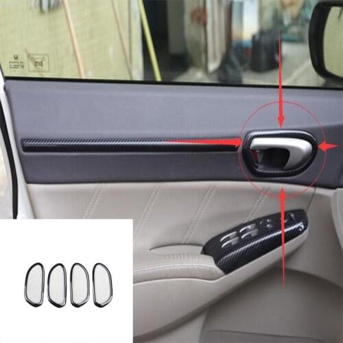 DNHFC Car interior handle decoration frame carbon fiber style 4PCS/SET For Honda Civic 2005 2006 2007 2008 2009 2010 2011