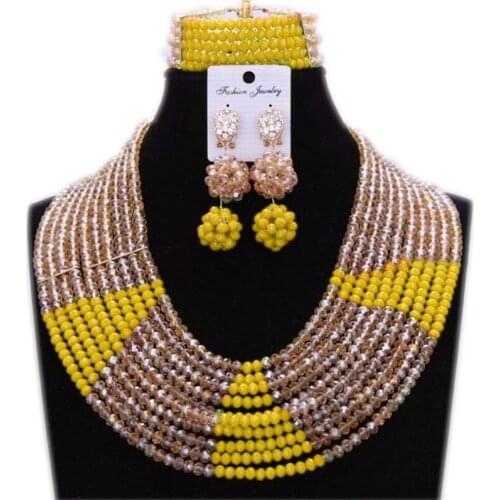 Dudo Store Big African jewelry Set Women New Designs Yellow and Gold Dubai Necklace Fine Jewelry Set Free Shipping 2019 Gift Set