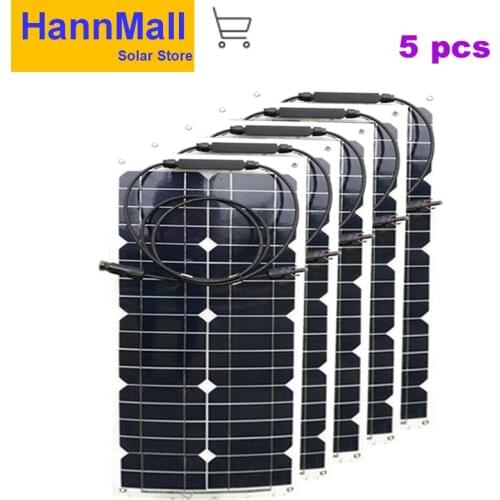HannMall Flexible Solar Panel Plate 12V 25W Solar Charger for Car Battery Charging 18V Monocrystalline Cell Module For House