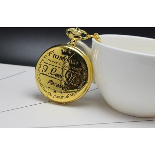 Pocket Watch To My Son I Love You Gift to Son from Father Mother Birthday Gift Boys Fob Watches Chain Birthday Gift watches P180