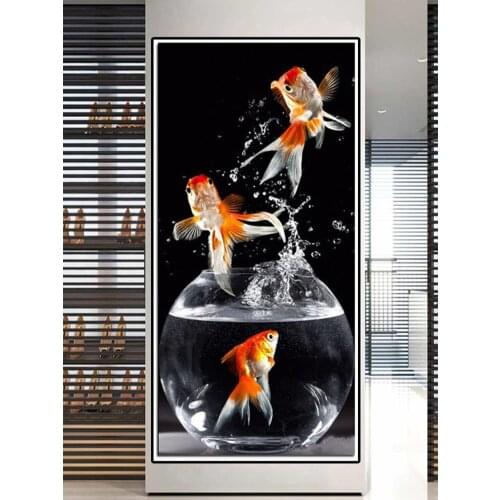 Goldfish fish tank Painting Pictures DIY Diamond Painting Cross Stitch Needlework Diamond Mosaic Diamond Embroidery Crafts N1264