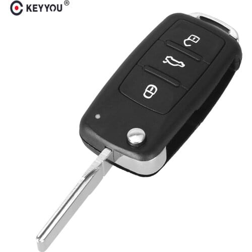 KEYYOU 10X NEW 3 Button Flip Fob Remote Folding Key Shell for VW VOLKSWAGEN Tiguan Golf Sagitar Polo MK6 Uncut Blade Fob
