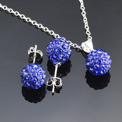 Simple Ball Pendant Necklace Stud Earrings Set Accessory 925 Sterling Silver Bridal Wedding Jewelry Sets For Woman