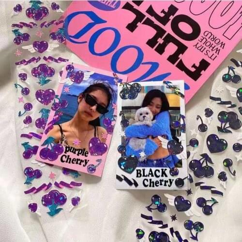 Colorful Holographic Cherry Love Laser Stickers DIY Scrapbook Idol Card Album Stationery Decorative Stickers Personalized