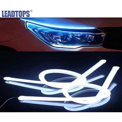 LEADTOPS 2pcs fexible turn signal lights 30cm/45cm/60cm Daytime Running light DRL white/Yellow universal 12v CH