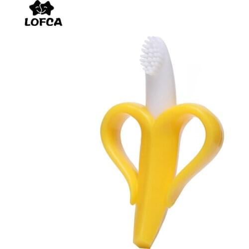 LOFCA Banana Baby Teether Safe Toys Silicone Teether BPA Free Food Grade Silicone Baby Teething Chew Toy Toothbrush Nursing Gift