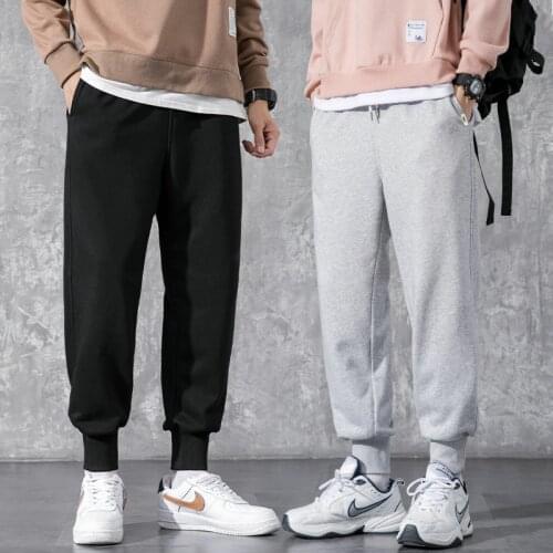 Fashion Running Pants Mens 2021 Students Korean Sweatpants Casual Sportswear Sports Loose Simple Straight Streetwear Trousers