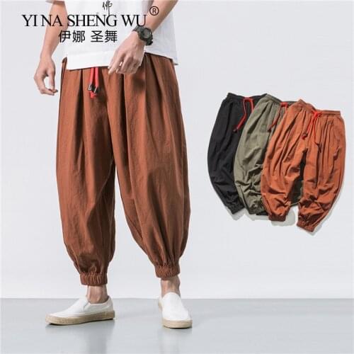 Mens Kimono Harem Pants Casual Loose Cotton Linen Japanese New Sweatpants Jogger Pants Streetwear Trousers Summer Asian Clothing