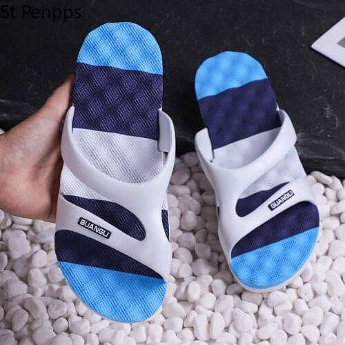 Mens Slippers Korean Version Mens Summer Lovers One-word Slippers Anti-skid Beach Slippers Womens Slippers 1 Pair