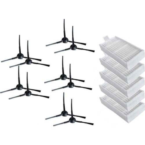 Vacuum Cleaner Accessories Kit For Panda X500,Gutrend Joy90/Fun 110, Ecovacs Cr120/Cen540 Hepa Filter X 5Pcs + Side Brush X 10