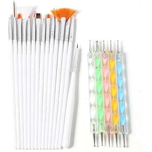 Dotting Drawing Tools Set Acrylic Brush Ongles Unghie New 20 Pcs/Set Nail Art Manicure Gel Design Pen Painting Polish Brush
