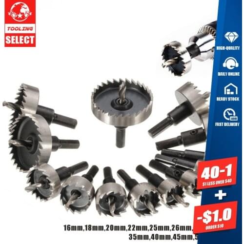 13pcs 16-53mm Hole Saw set HSS Durable Stainless Steel hole saw cutter for metal Wood Alloy Cutting Tool drill bit cutting set