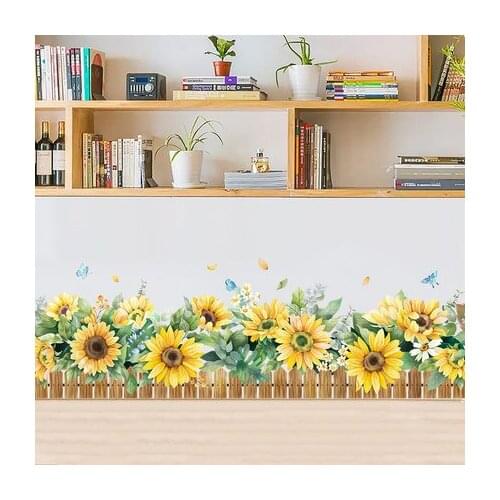 Sunflower Wall Sticker Ground Baseline Wallpaper Self-adhesive Living Room Decor Skirting Line Waist Line House Decoration Mural