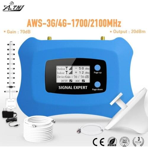 Full Smart 3G 4G Repeater mobile signal booster for America 3g 4g use Cell phone Amplifier with yagi and ceiling antenna kit