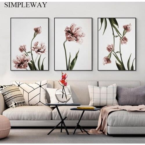 Tulip Flower Poster Scandinavian Floral Botanical Print Canvas Wall Art Painting Nordic Style Picture Modern Living Room Decor