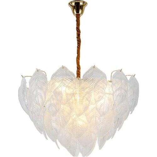 Post-modern style creative lamps simple and individual leaf lamp living room light luxury lamps glass chandelier