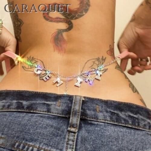 Sexy Personalized Bikini Crystal Letter Waist Body Chain Underwear For Women Custom Jewelry Bikini Beach Party Birthday Gifts