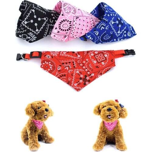 Cute Adjustable Small Dog Collars Puppy Pet Slobber Towel Outdoor Cat Collar Print Scarf Design Dog Collar Neckerchief