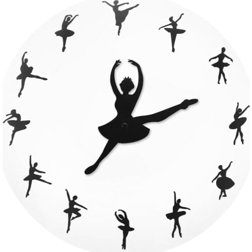 Girl Modern Silent Movement Wall Ballerina Wall Clock Dancing Hanging Watch Dancing Studio Wall Art Ballet Dancer Gifts For Her