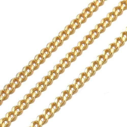 1.5x1x0.35mm Brass Twisted Chains Curb Chains for DIY Necklace Bracelet Jewelry Making Chains Come On Reel Oval Golden 92m/roll