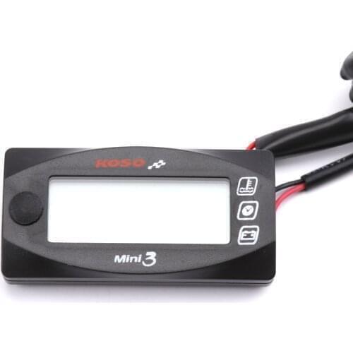 For KOSO Universal Motorcycle Multi-Function Mini 3 Digital Air Temperature Thermometer Time Voltmeter Water Meter Gauge