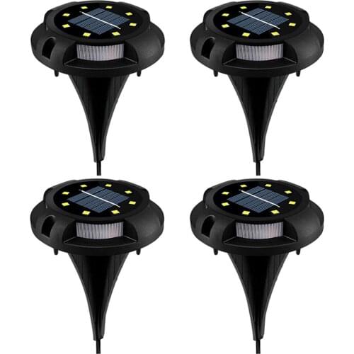 4pcs 8/10 LED Waterproof Solar Ground Light Outdoor Garden Landscape Lawn Stairs Decking Light Sensor Buried Lamp