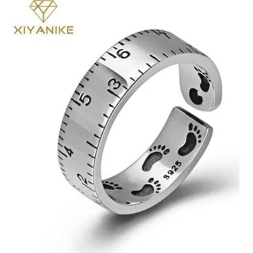 XIYANIKE 925 Sterling Silver Vintage Engagement Ring Creative Design Simple Geometric Handmade Jewelry Adjustable for Men Women