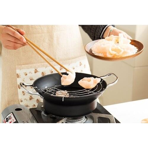Japanese fried tempura pot containing small household fryer oil filter frame gas cooker general health cookware non-stick pan