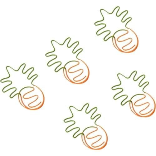 PPYY-Plastic-Coated Two-Color Cute Shape Paper Clip Pineapple Bookmark Decoration Student Color Paper Clip