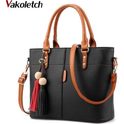 Women Soft Leather Ladies Handbag Crossbody Messenger Bags Female Purse Shoulder Bag Large Capacity Tassel Tote Bag KL504