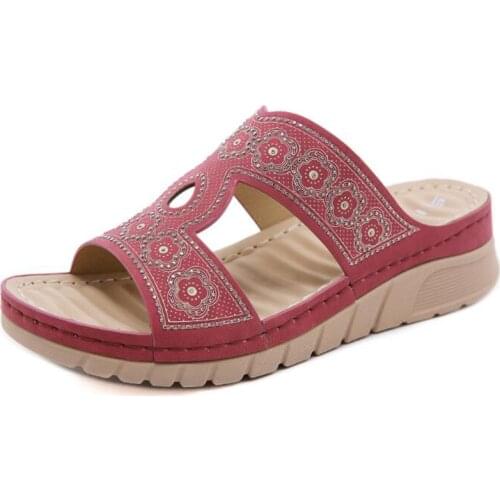 Women Ethnic style Shoes Platform slippers Flat Sole Ladies Casual Soft Big Toe Foot Correction Sandal flip flop Corrector q199