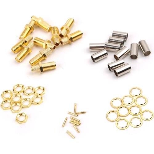 10Pcs/Set SMA Female Nut Bulkhead Crimp RF Connector for RG58 RG142 LMR195 RG400