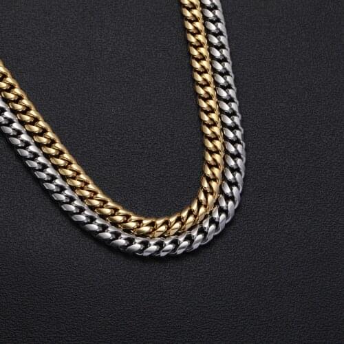12mm Stainless Steel cuban link chain Necklace Hip Hop Jewelry SC005