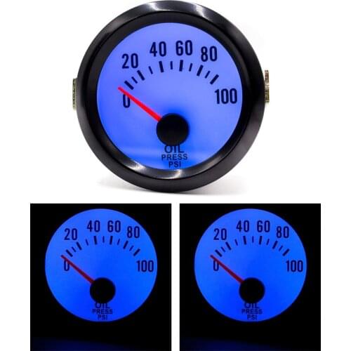 2" 52mm Oil Pressure Gauge Universal 0~100 C Auto Oil Pressure Gauge Blue Led Car Meter