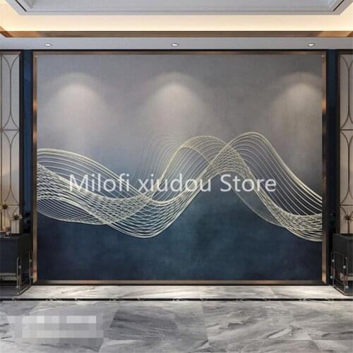 Milofi custom 3D wallpaper mural modern geometric abstract blue extension line living room bedroom background wall decoration pa