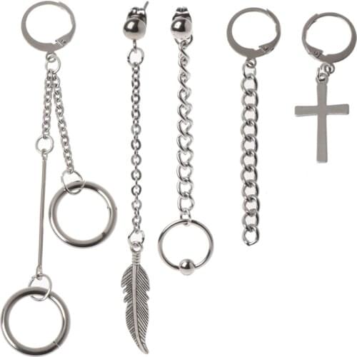 5Pcs KPOP Bangtan Boy Album Long Chain Drop Earrings Kit Korean Fashion Jewelry