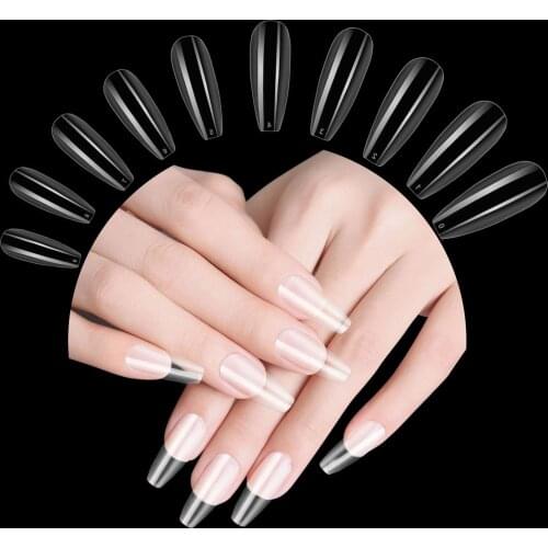 600Pcs Clear Ballerina False Nail Full Cover Coffin Nails,Long Artificial False Nail Tips Nail Salon and DIY Art Home Use
